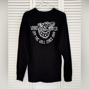 Vans T-Shirt Men's Black Long Sleeve Off The Wall Wolf Graphic Tee Size M Skater